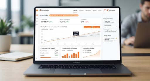 SubScout calculation dashboard on a laptop